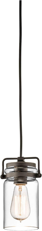 KICHLER Brinley 7.75" 3 Light Pendant with Clear Glass Olde Bronze®