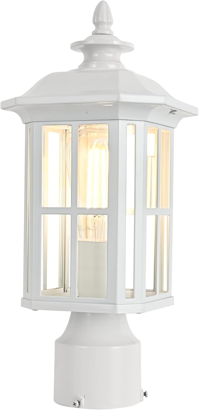 Outdoor Post Lights Outdoor Lamp Post Light Fixture, Waterproof Aluminum with Glass Outdoor Post Light Fixtures for Patio Porch Yard Doorway