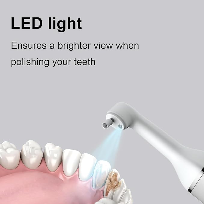 Tooth Polisher and Plaque Remover, Teeth Cleaning Tools for Cleaning and Polishing of Tooth, Dental Cleaning Tools for Brighten and Polish Teeth with 5 Brush Heads, 4 Speed Modes and 3 Polish Pastes