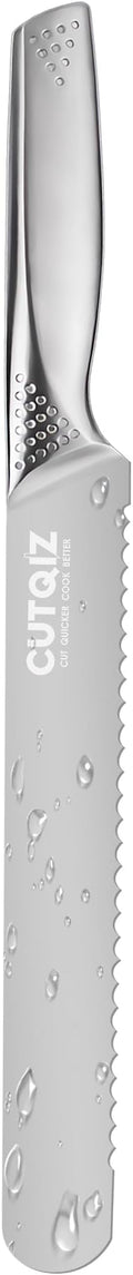 8-Inch Kitchen Essential Serrated Bread Knife, Steel Seamless Handle