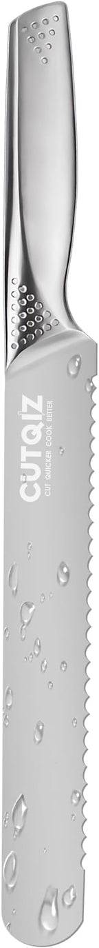 8-Inch Kitchen Essential Serrated Bread Knife, Steel Seamless Handle