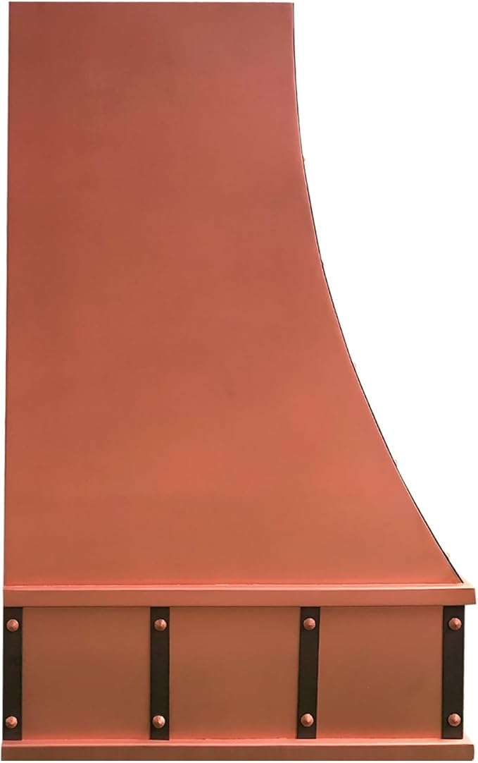 CT Copper Tailor Sloped Copper Vent Hood Island Mount,42'' W,39''H, 1150 CFM Exhaust Fan,Stainless Steel Vent,LED Light,Dishwasher-Safe Baffle Filters,VH8TR1