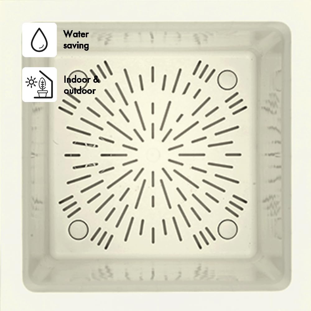 Deroma Millennium 19” Cube | Light & Durable Plastic | Indoor/Outdoor Square Pot for Patio | Water Reserve,Drain Plug Wheels | Trendy Planter for Plants, Flowers, Garden | White