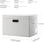 PRANDOM Collapsible Storage Bin with Lid [3-Pack] Fabric Foldable Storage Box Organizer Container Basket Cube with Cover for Home Bedroom Closet Office Beige(15.3x10x9.7)