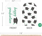 50 Pcs Graduation Gift Tags, Congrats Grad Party Favors Gift Tags for High School or Happy College Graduation Party Decoration Supplies (Green, 2.2 * 3.5)