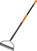 Garden Rake for Lawn Heavy Duty, 14 Tines Metal Rake with Thick Fiberglass Handle, 58 Inches