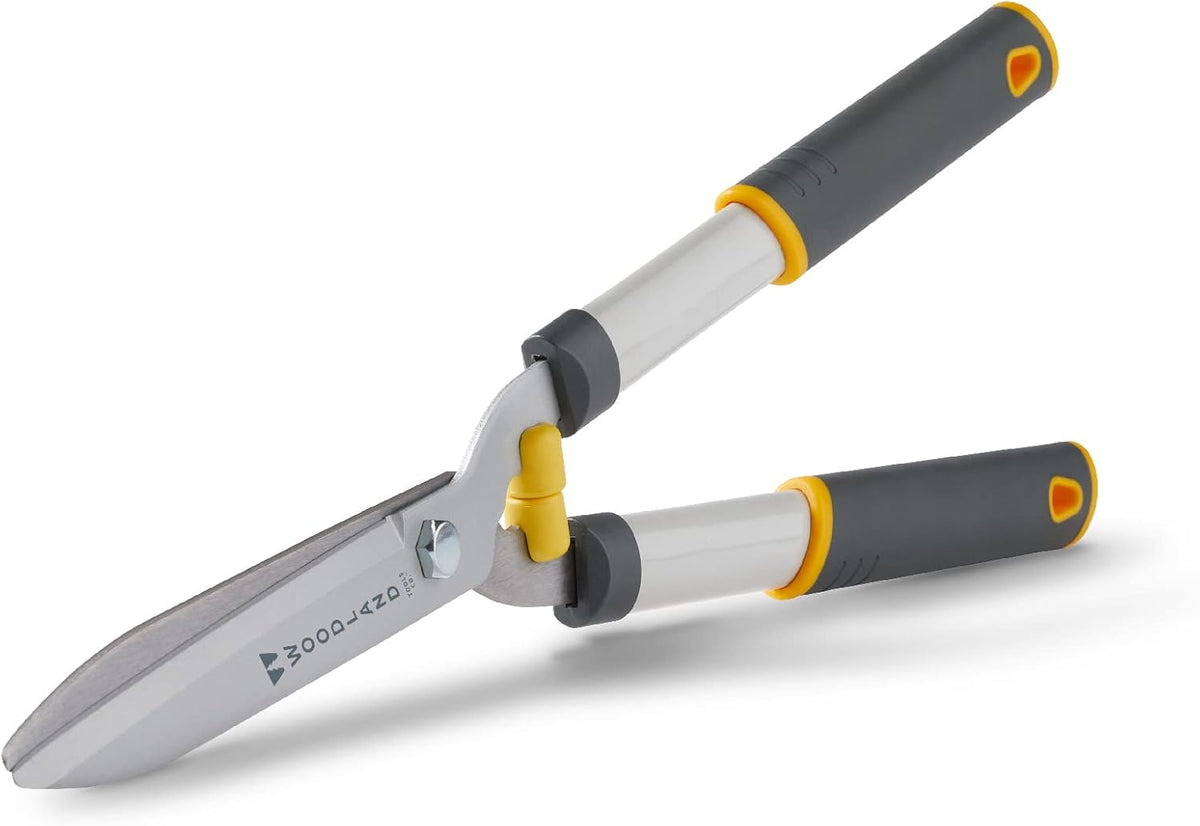 Woodland Tools 22" Regular Duty Hedge Shears - High Carbon Steel Blades, Non-Stick Coating, Cushioned Grips, Shock-Absorbing Bumpers, Manual Hedge Clippers for Shrubs and Bushes