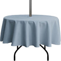 Outdoor Tablecloth Wrinkle-Free Stain Resistant Waterproof Polyester Fabric Table Cover with Zipper Umbrella Hole for Picnic/Party/Dinner/Patio Garden(70inch Round,Zippered,Blue Fog)