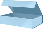 PACKHOME Extra Large Gift Box 17.5x11.3x4.3 Inches, Sturdy Shirt Box with Magnetic Lid for Clothes and Large Gifts (Glossy Light Blue)
