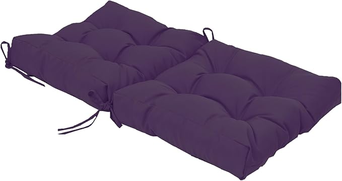 QILLOWAY Outdoor Chair Cushion for Patio Furniture, Waterproof Patio Cushions Set of 4 with Ties, Fade Resistant Replacement Pads for Outdoor Rocking Chairs,Purple