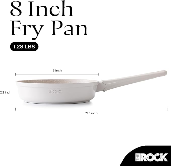THE ROCK SOHO 8-Inch Ceramic Non Stick Frying Pan – Nothing Sticks, Never Warps, Lasts Longer, Non Toxic Skillet with Heat-Resistant Handle, PTFE PFOA & PFAS Free, Oven & Dishwasher Safe, Cream