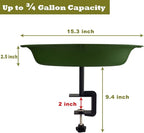 Garbuildman Deck Mounted Bird Bath Bowl Spa Birdfeeder & Adjustable Unheated Birdbath with Heavy Duty Clamp for Outdoor Garden, Oval Style, Green