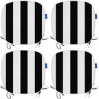 SleepMan Outdoor Chair Pads Seat Cushions U Shape Home Chair Cushion for Garden Patio (Set of 4, Black Stripe)