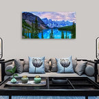 Banff National Park Canvas Wall Art for Living Room Wall Decor Nature Landscape Canvas Picture Blue Sky Mountain Forest Canvas Print Artwork Office Home Wall Decoration Framed Ready to Hang 24" x 48"