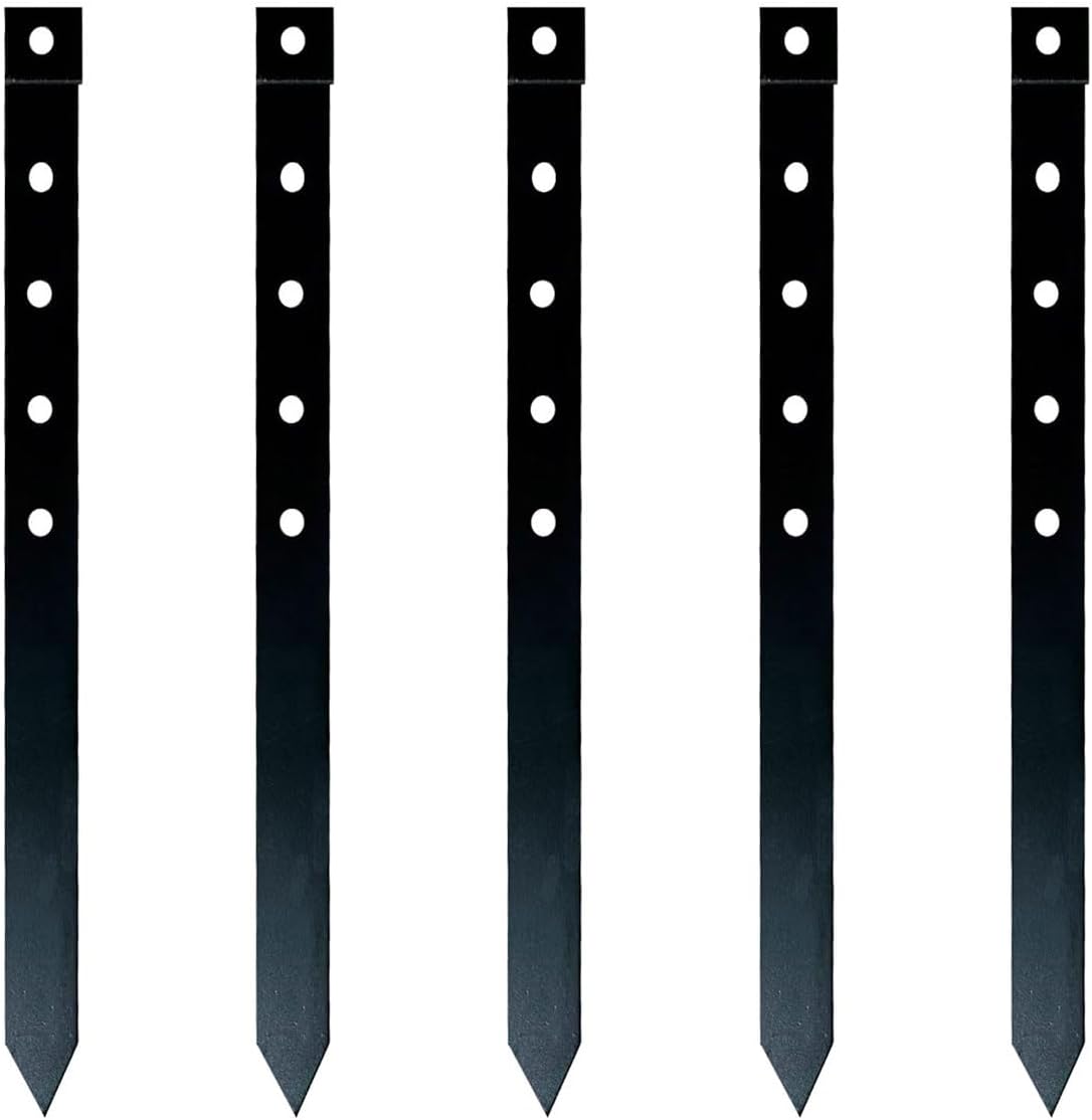 24Pcs Metal Garden Landscape Edging Stakes Black,10in anchoring Stakes Landscape Anchoring Spikes for Terrace Board, Grass Barrier, Landscape Edging Coil, Garden Liner, Bender Board
