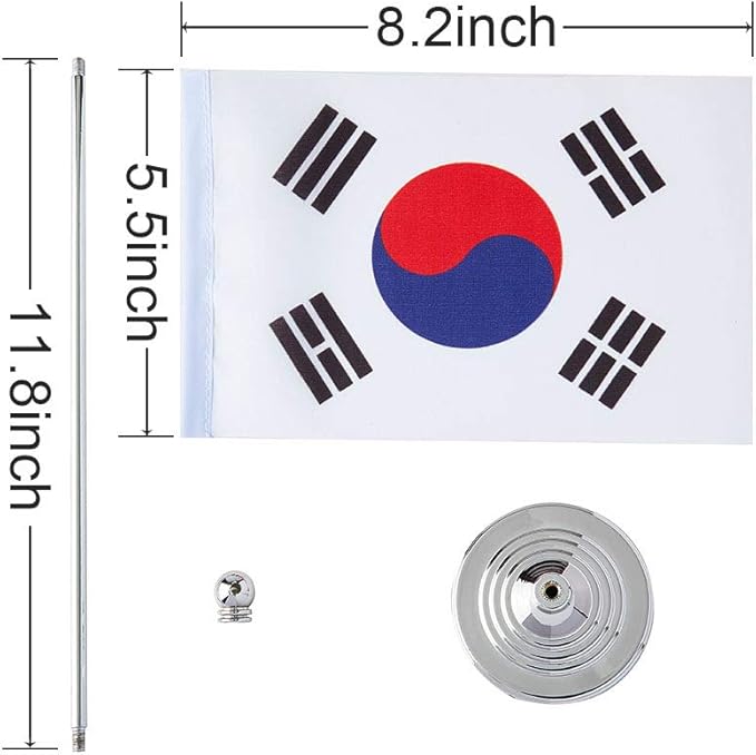 South Korea Flag South Korean Flags, Small Mini South Korean Desk Flag, Used for Table Office Classroom Home Patriotic Events Decorations