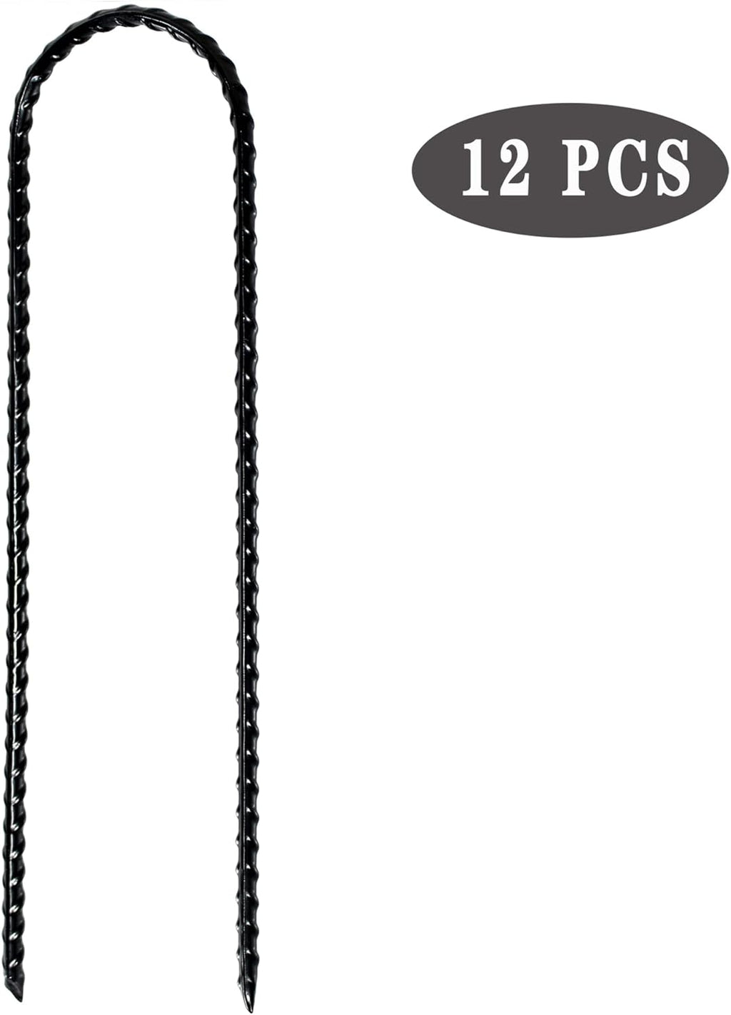 10"x2" Trampolines Wind Stakes Heavy Duty U Shape Galvanized Steel Trampoline Stakes Ground Anchors with Sharp End for Camping Tent, Garden Staples, Trampoline Pins (12)