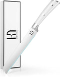 Bread Knife - 8 Inch Japanese Serrated Sourdough Bread Slicing Knife, High Carbon Stainless Steel, Razor Sharp, Ergonomic White Handle