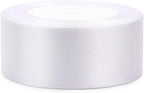 White Solid Satin Ribbon 1-1/2 Inch 25 Yards Solid Polyester Fabric Ribbon for Gift Wrapping Wedding Christmas Baby Shower Birthday Party Decoration Handmade Immortal Flower Craft