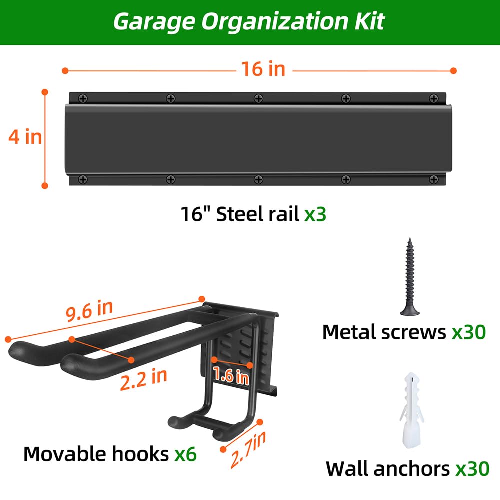 PIYILO 48 in Garage Tool Organizer Wall Mount, Adjustable Tool Storage Rack
