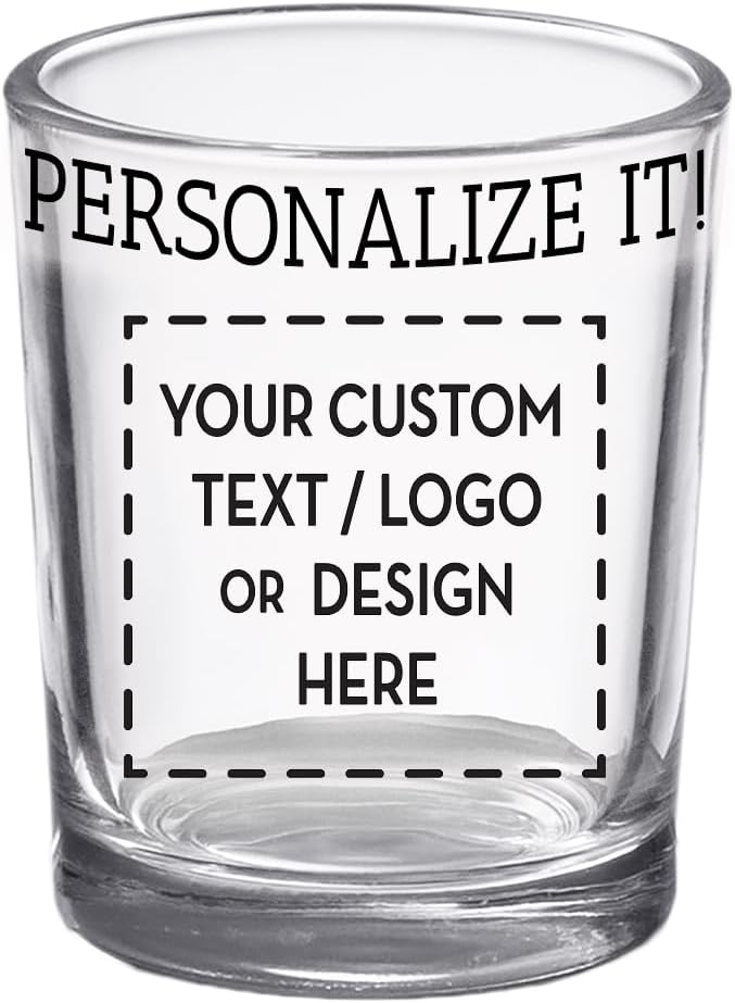 Custom Image Shot Glass 2.5oz, Personalized with Your Logo, Company Design, Picture, Text, Monogram, Customized Photo Printed Unique Gift For Coworkers