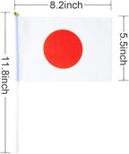 Japan Flag Japanese Flag, Small Mini Handheld Japan Flags on Stick, Ideal for Party Parades Sports Events Patriotic Festival Decorations