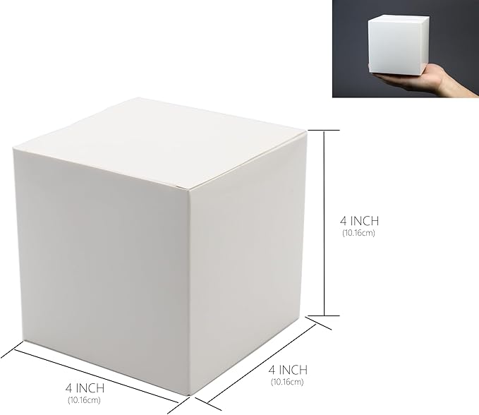 Oletx 25 Pcs White Paper Gift Boxes, Small Candy Boxes Bulk, 4x4x4 inch Gift Box with Lids, Goodie Treat Boxes for Party Favors, Birthday Gifts, Wedding Gifts