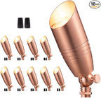 Low Voltage Spotlight LED - 12V Copper Outdoor Light Fixture Weather Proof, Brass Landscape Lights Bullet, Hardwired Coastal for Flag Sign Without Bulbs (10 Pack)