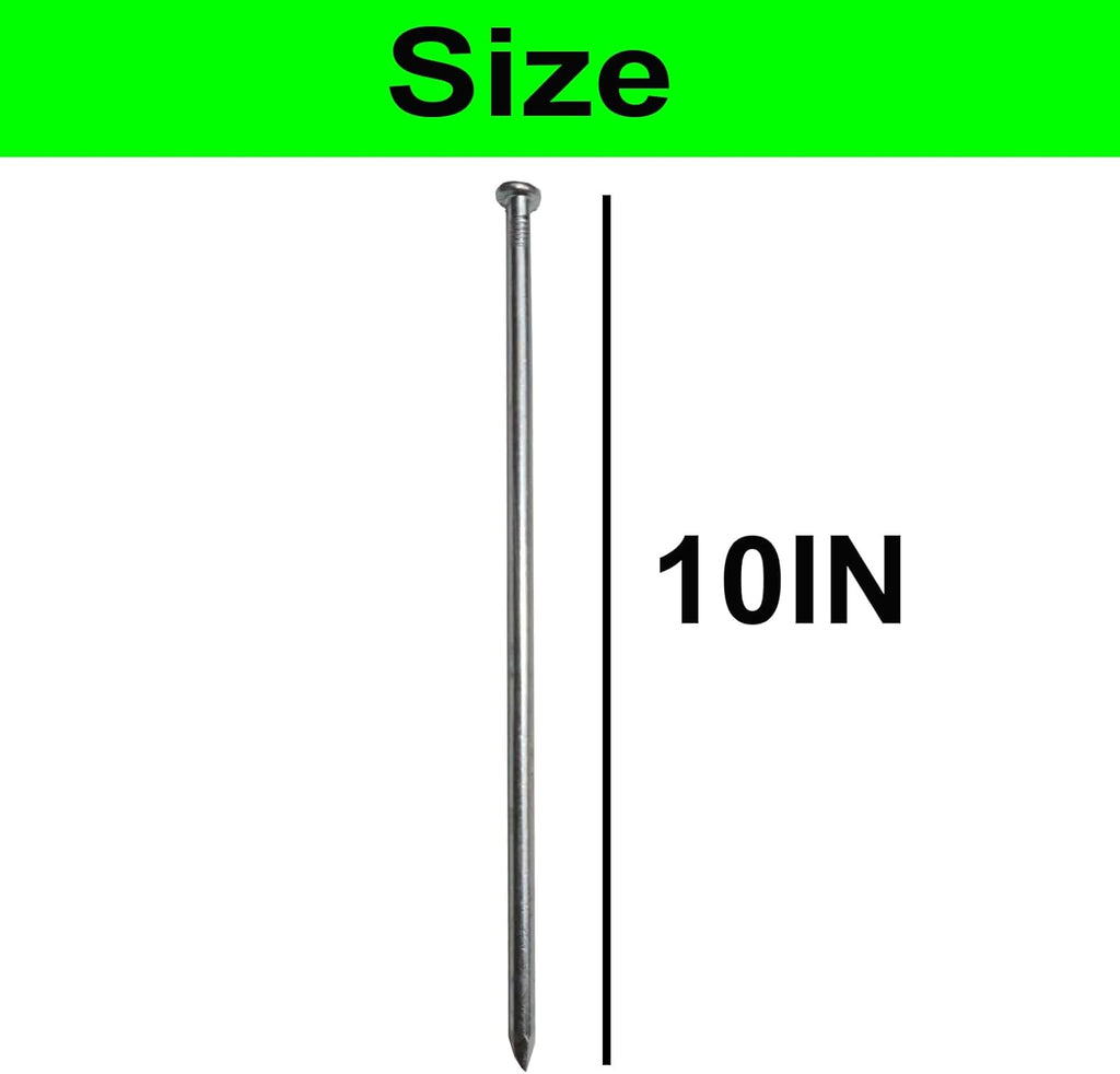 Metal Stakes, 10 Inch 35Pcs Galvanized Landscape Spikes,Garden Nails for Turf,Weed Barriers,Tent and More (35, Silver)