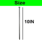 Metal Stakes, 10 Inch 50Pcs Galvanized Landscape Spikes,Garden Nails for Turf,Weed Barriers,Tent and More (50, Silver)