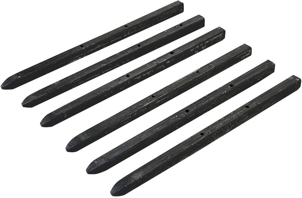 Sandbaggy Square Steel Concrete Form Stakes with Nail Holes - 5/8" Wide - Rust Resistant Coating - Removable, Reusable - Construction Grade Stakes (12 inch, 10)