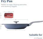 Nonstick Ceramic Frying Pan with Lid, Non Toxic Skillet, Healthy Egg & Omelet & Chef's Pan, PTFE PFOA & PFAS Free, Induction Compatible (12Inch W/L)