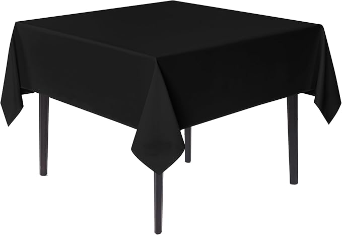 sancua Black Square Tablecloths 85x85 Inch - Fabric Table Cloth for Square or Round Tables, Washable Polyester Table Cover for Outdoor Party, Birthday, Buffet, Resturant