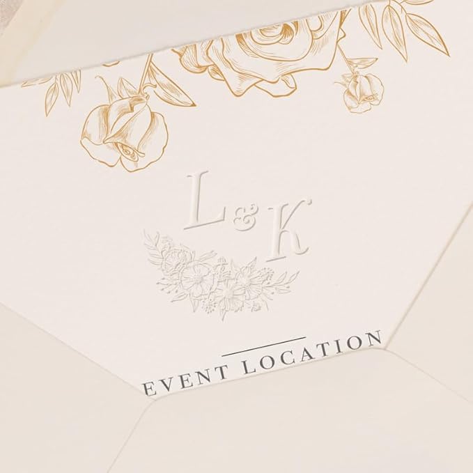 Personalized Wedding Embosser | Custom Made with Initials or Monograms for Couples | Elegant Designs for Stationery, Invitations, Napkins, and More (Design 9)