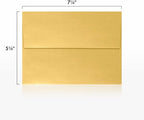 LUXPaper A7 Invitation Envelopes | Peel & Press | 5 1/4" x 7 1/4" | Gold Metallic | 80lb. Text | 50 Qty