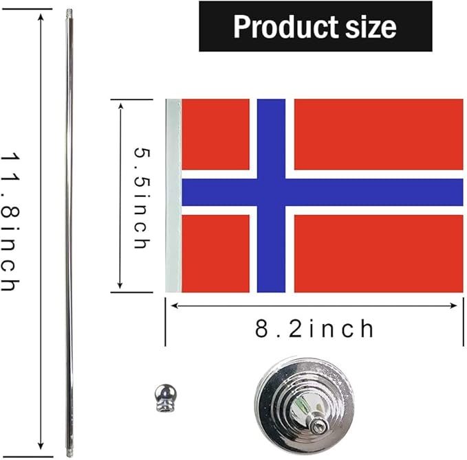 Norway Flag Norwegian Flags, Small Mini Norwegian Desk Flag, Used for Table Office Classroom Home Patriotic Events Decorations