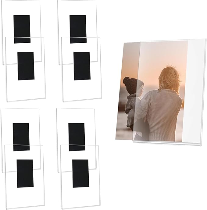 8 Pcs Magnetic Picture Frames for Refrigerator 2.36 x 3.54 Inch, Acrylic Magnetic Picture Frames, Mini Clear Picture Display Frame