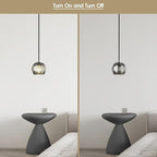 Modern Pendant Light, Small Brushed Nickel Crystal Pendant Light Fixture, Single Smoke Crystal Island Pendant Lighting for Kitchen Dining Room