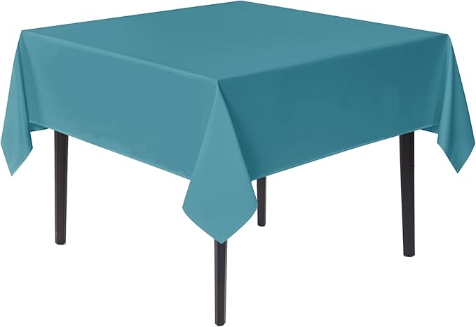 sancua Square Tablecloths 85x85 Inch - Teal Fabric Table Cloth for Square or Round Tables, Washable Polyester Table Cover for Outdoor Party, Birthday, Buffet, Resturant