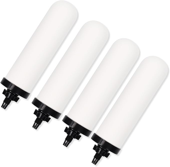4 PACK 7" Gravity Drinking Water Ceramic Replacement Candle Element Filter with Activated Carbon, 7-Inch Gravity Water Replacement Filter for Basic Gravity Water Filter