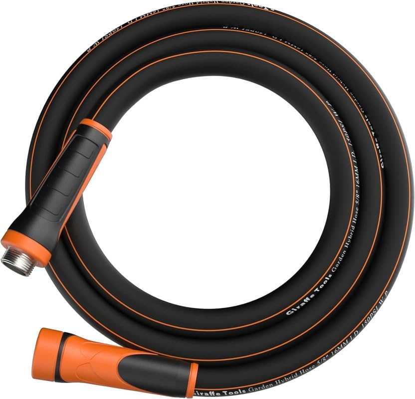 Giraffe Tools Garden Leader Hose 15ft x 5/8", Short Water Hose Heavy Duty, Flexible, Lightweight Hybrid Hose with Swivel Handle, Male to Female Fittings, Burst 600 PSI