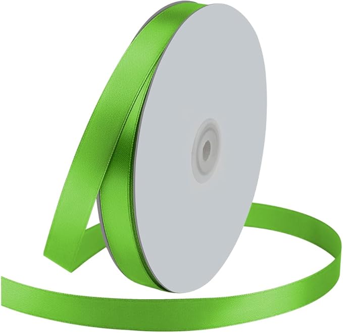 5/8" Wide x 100 Yards Single Face Polyester Satin Ribbon, Satin Ribbon for Crafts, Gift, Hair Bows, Wedding Party Decoration, Bow Making & Other Projects (Apple Green)