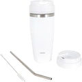 Ice Shave 2-in-1 Stainless Steel Vacuum Tumbler & Cordless Blender - 28oz, Leak Resistant, Cold 24Hrs/Ice 2 Days, 120 Watts with Waterproof Charging - For Smoothies, Home/Office/Car, White