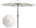 JEAREY 10FT Patio Umbrellas Outdoor Table Umbrella with Push Button Tilt and Crank, Market Umbrella 8 Sturdy Ribs UV Protection Waterproof for Pool, Garden (White)