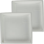 The HC Companies 14 Inch Accent Square Plant Saucer, Lightweight UV-Resistant Plastic Outdoor & Indoor Flower Pot Tray, 2-Pack Plant Pot Trays for Garden & Home Decor, White