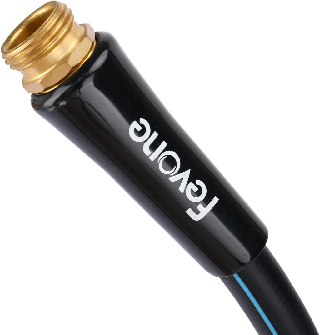 Fevone 75 ft x 5/8" Heavy Duty Garden Hose, Kink-Free Hybrid Polymer Water Hose, Lightweight Outdoor Hose with 3/4" Brass Fittings, Leak-Free Connection, All Weather Flexible