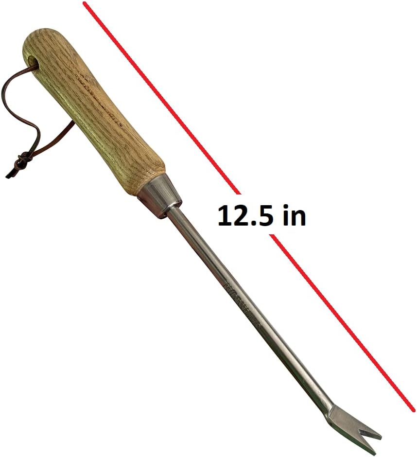 Garden Guru Eco Dandelion Weeder Tool with Ergonomic Wood Handle - 100% Recycled Stainless Steel - Rust Resistant - FSC Certified Wood - Weed Puller for Planting, Weeding, Flower & Vegetable Care