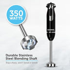 Courant Immersion Hand Blender with Variable Speed, Stainless Steel Blades for Smoothies, Purees, and Soups, Easy-Grip Control" (Black)