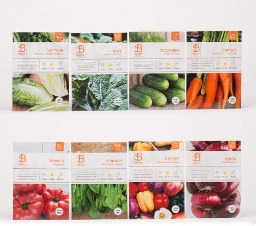 Bentley Seed Garden Variety Pack - Non-GMO Heirloom Vegetables - 8 Assorted Plant Seeds for Growing Fresh Produce