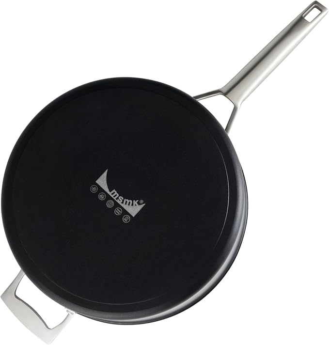 MsMk 5QT saute pan with Glass Lid, 11in Nonstick Deep Frying pans, Lasting Non stick, Oven safe to 700°F, Induction pots, Durable PFOA Free Non-Toxic